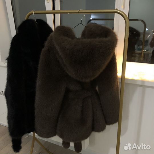 Шуба коричневая с капюшоном S M L zara lime