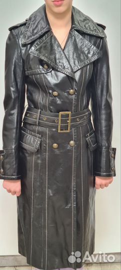 Кожаный плащ женский 42