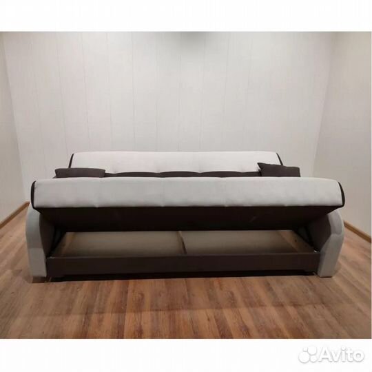 Диван-книжка Лора бежевый/коричневый 210х90