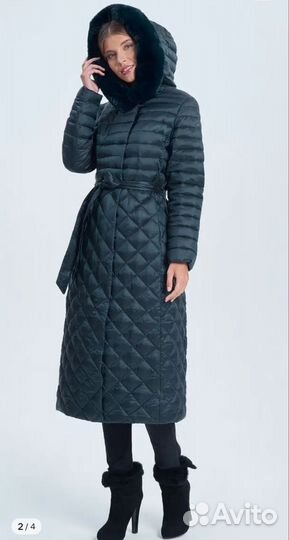 Пальто женское зимнее 46 48 теплое длинное зеленое