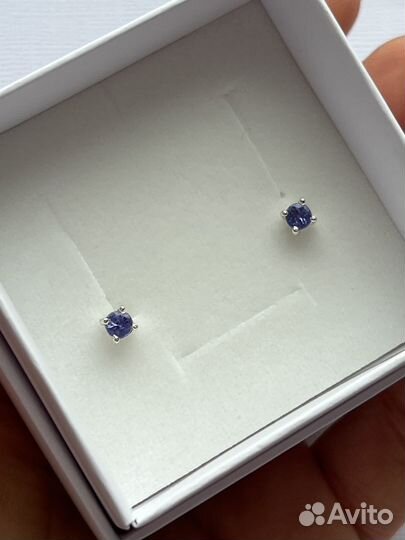 Серебряные серьги с танзанитом