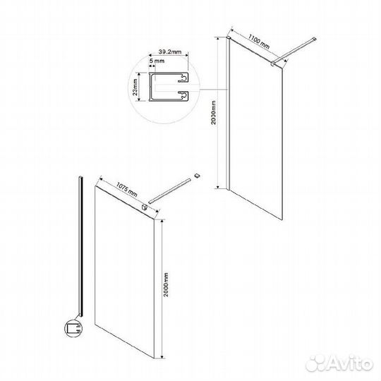 Душевая перегородка Vincea Walk-In VSW-1H110CL, 11