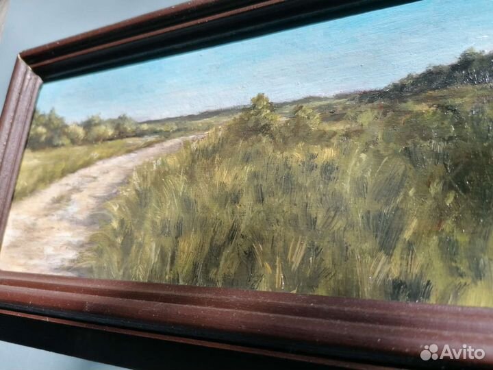 Картина маслом летний пейзаж с дорогой