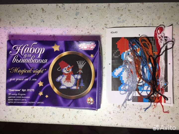 Вышивка снеговик, остатки