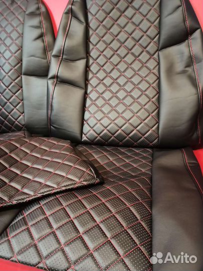 Чехлы Приора 2 х/б с 2013г экокожа ромб