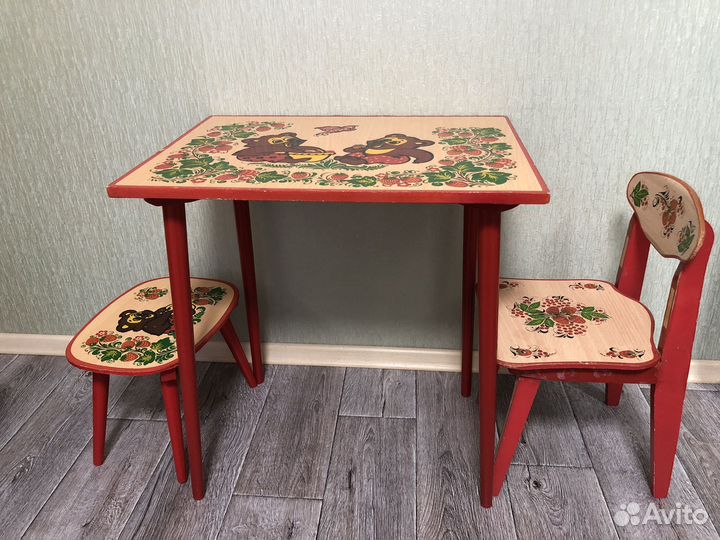 Комплект мебели стол стул для детей хохлома