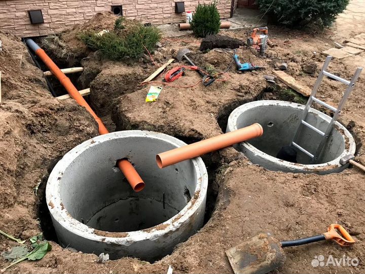 Септик из бетонных колец под ключ с установкой