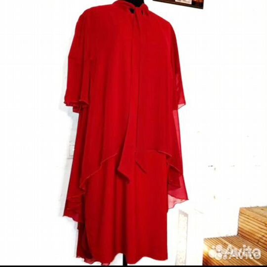 Эффектное красное платье большой размер 54-56