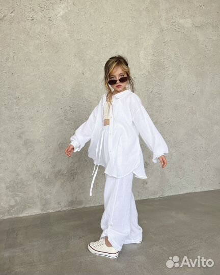 Рубашка оверсайз из муслина для девочки