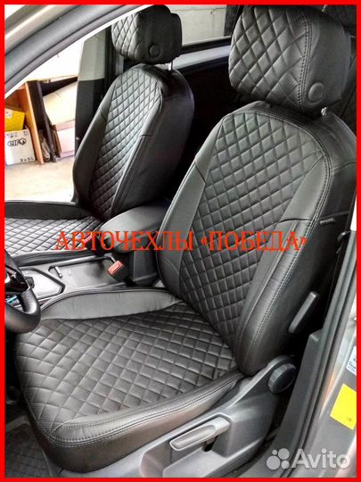 Чехлы Volkswagen Tiguan 2 из экокожи чёрные Ромб