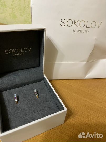 Золотые серьги sokolov