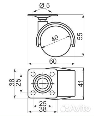 Опора колесная на площадке d40 (открытая)