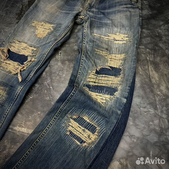 Джинсы апсайкл клеш Banned from Heaven