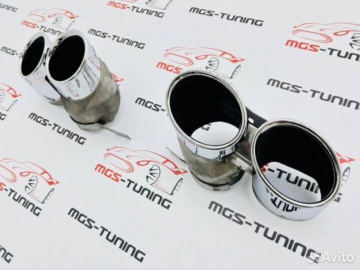 Насадки на выхлоп Audi Q8 двойные хром Стиль SQ8