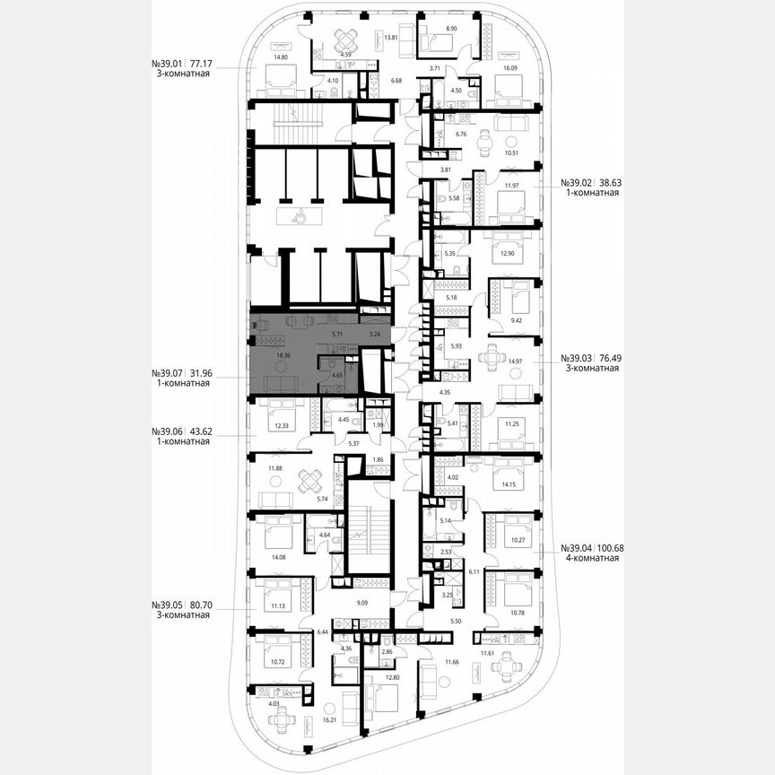 Квартира-студия, 32 м², 39/49 эт.