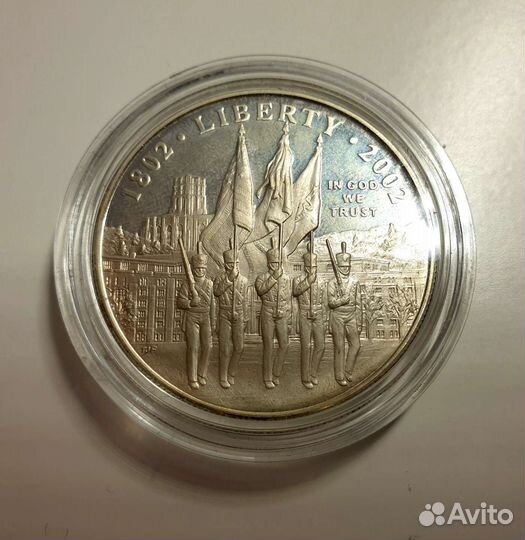 США 1 доллар монета 2002 серебро