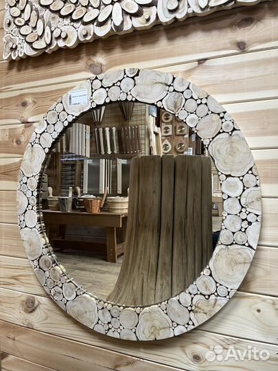Зеркало для бани настенное из Можжевельника
