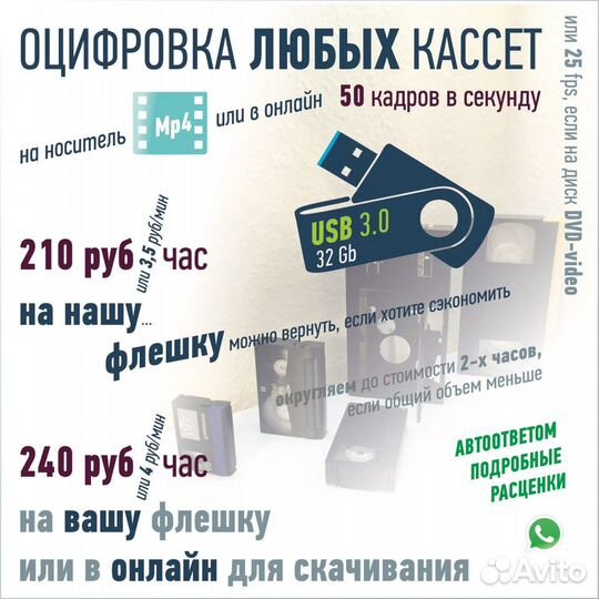 Быстрая оцифровка любых видеокассет на флешку, онл