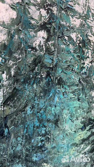 Интерьерная картина маслом Хвойный зеленый лес