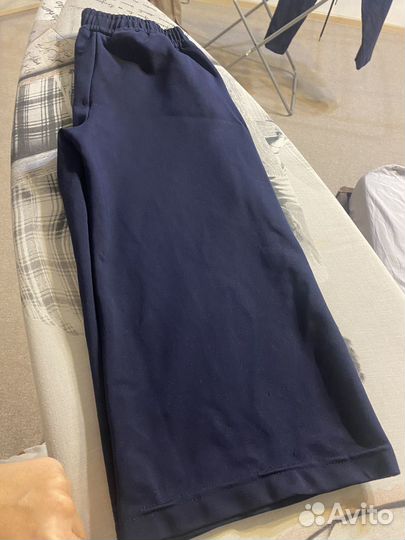 Брюки палаццо укороченные 134 синие девочка