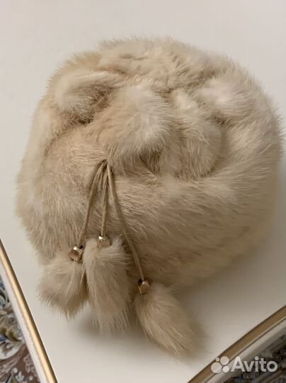 Шапка норка бежевая