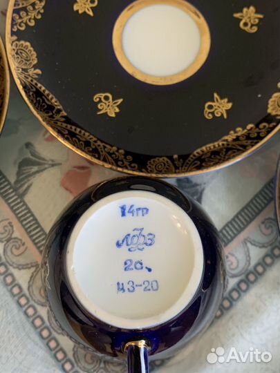 Чайная пара лфз Кобальт золочение