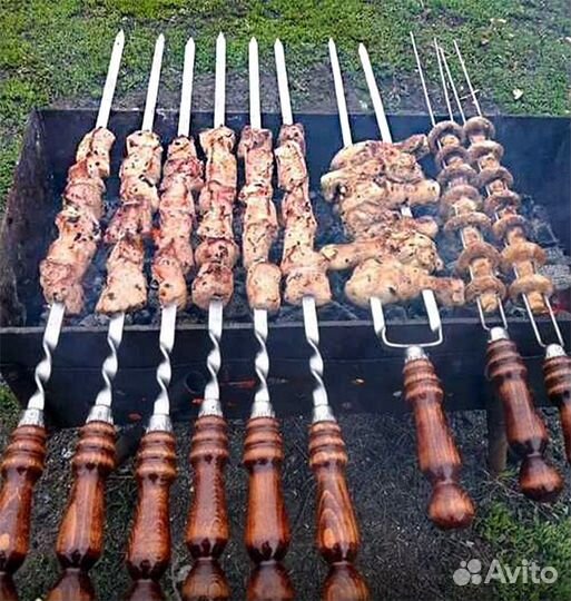 Шампура с деревянной ручкой, шампура люля кебаб