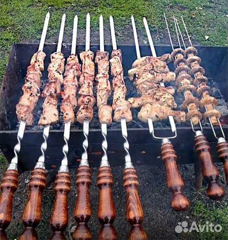 Шампура с деревянной ручкой, шампура люля кебаб
