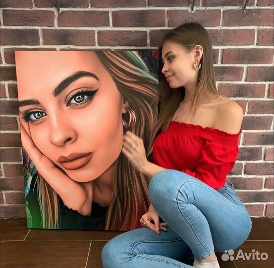 Портрет на холсте по фото (разные размеры)