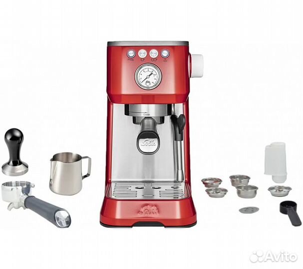 Кофеварка рожковая solis 1170, красный