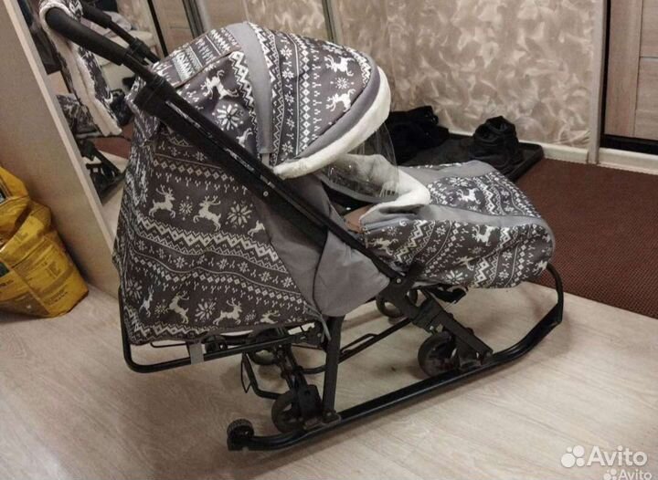 Детские санки коляска с колесами