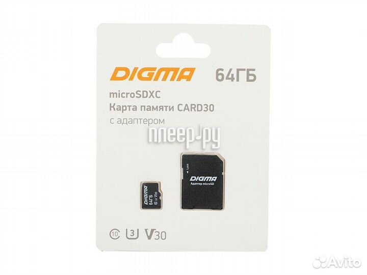 64Gb - Digma microsdxc Class10 Card30 dgfca064