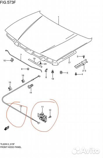 Замок капота в сборе Suzuki Suzuki Escudo, TL52W