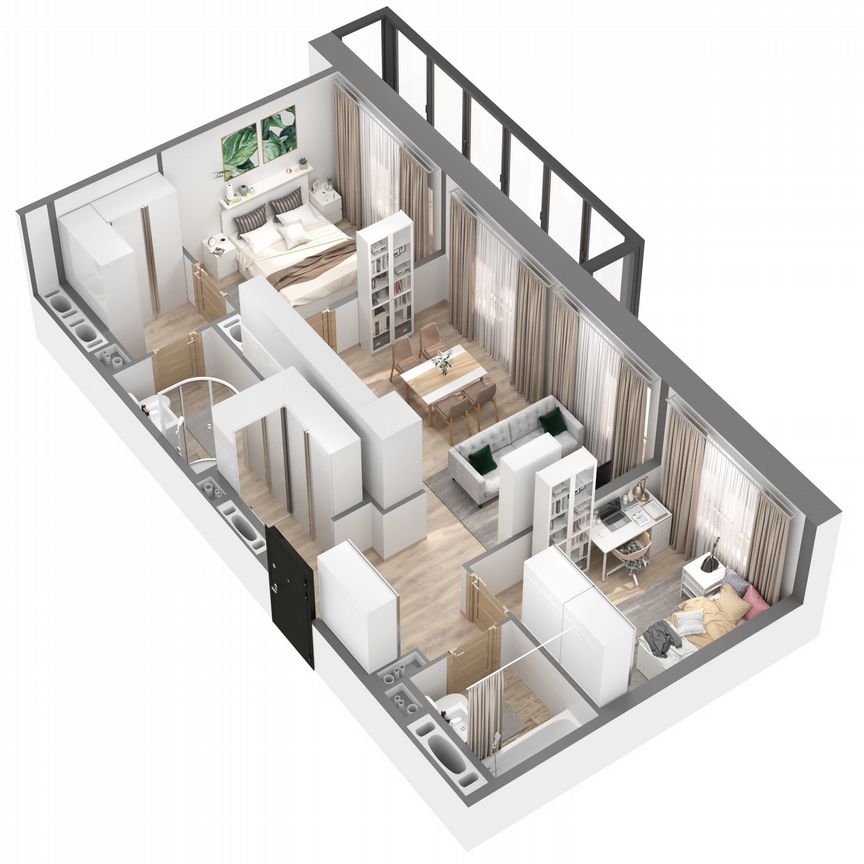 2-к. квартира, 63,7 м², 6/23 эт.