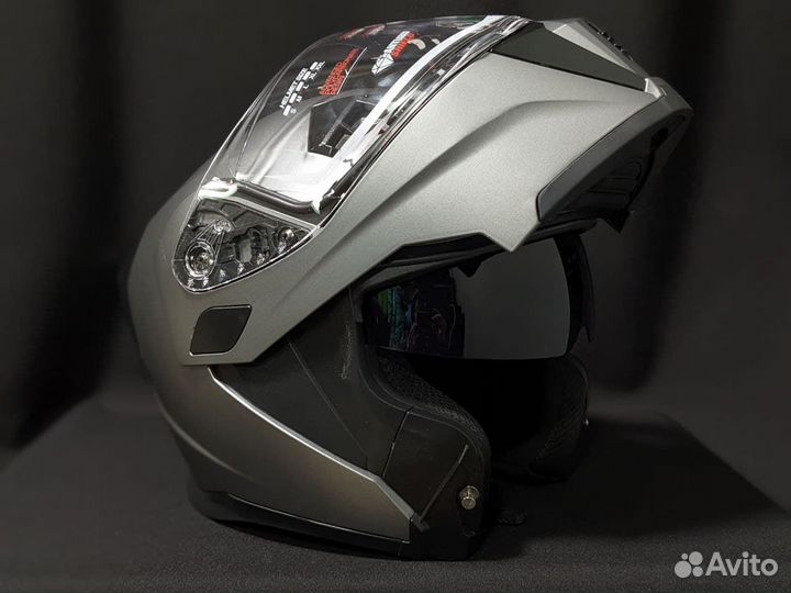 Мото шлем модуляр с очками AIM темно-серый новый