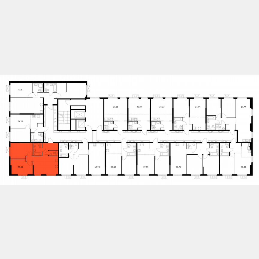 2-к. квартира, 55,6 м², 10/12 эт.