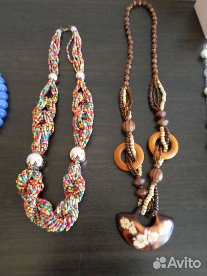 Бусы бисер, дерево, жемчуг