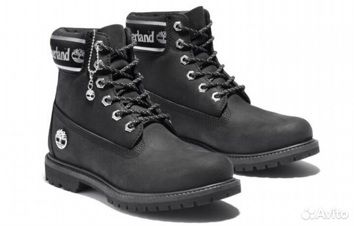 Timberland 6 Inch Premium Wide Fit Waterproof Boots 'Black Nubuck Logo' Women's (36)