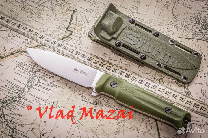 Нож Sturm AUS-8 StoneWash Олива Kizlyar Supreme