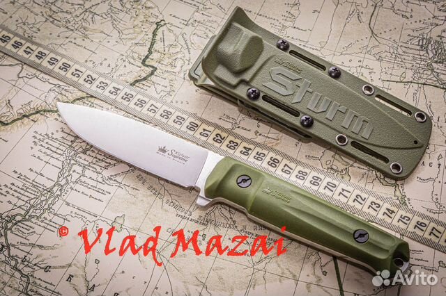 Нож Sturm AUS-8 StoneWash Олива Kizlyar Supreme