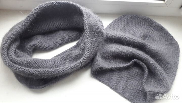 Шапка- бини и снуд из пуха норки