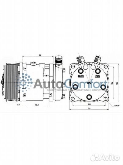 Компрессор кондиционера 5H11 12V PV8 FL