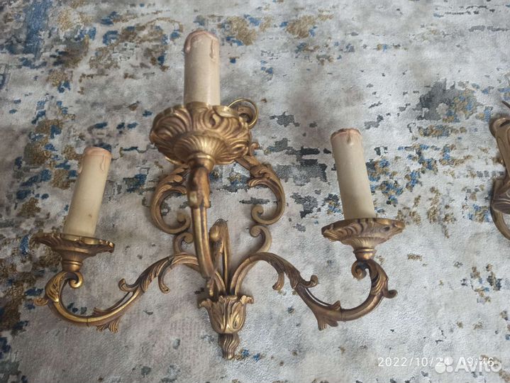 2 антикварных бра, середина XX века