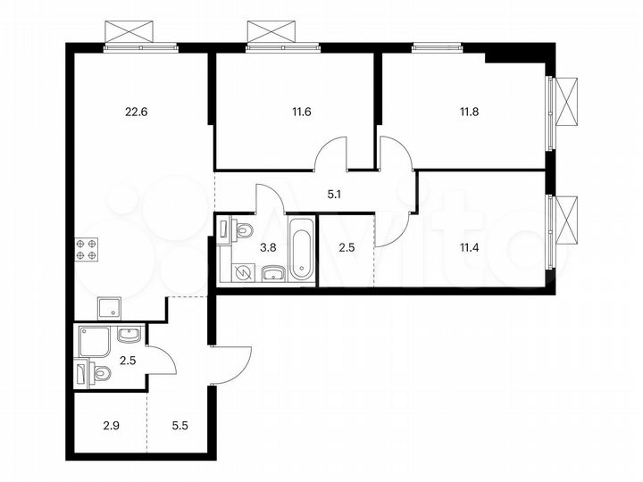 3-к. квартира, 79,7 м², 7/25 эт.