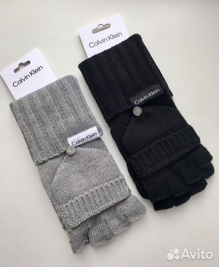 Перчатки/варежки Calvin Klein серые/чёрные