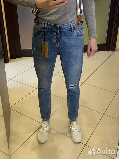 Джинсы бойфренды синие