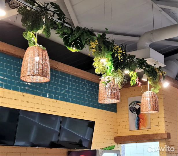 Плетеные абажуры светильники