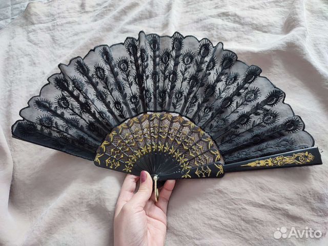 Веер для танцев чёрный с золотом веера купить в Москве | Личные вещи ...