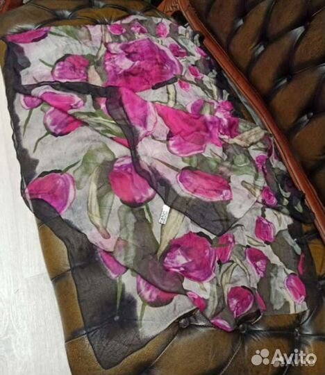 Палантин kenzo нежный натуральный шелк италия