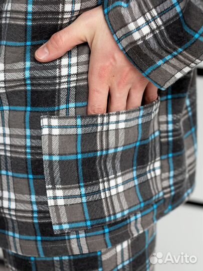 Пижама мужская фланелевая серая